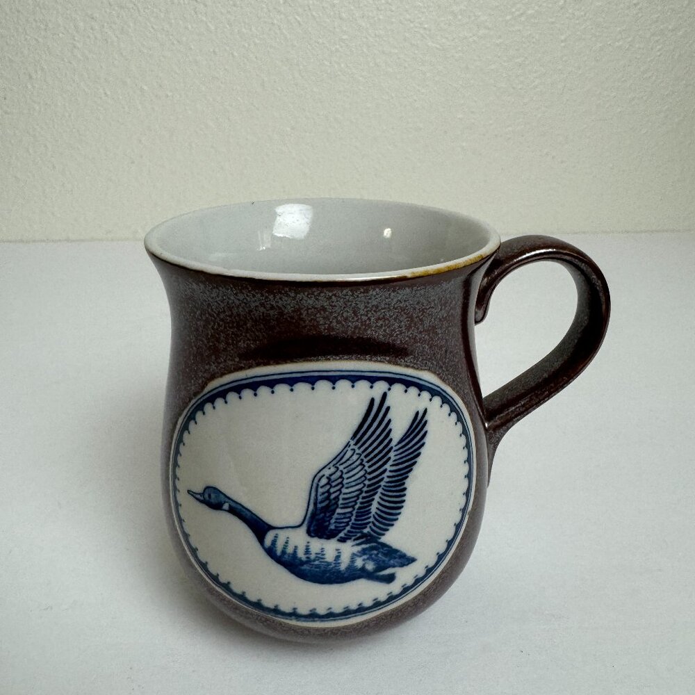 Vintage Mug Ceramic Duck Flying White & Blue  NEW